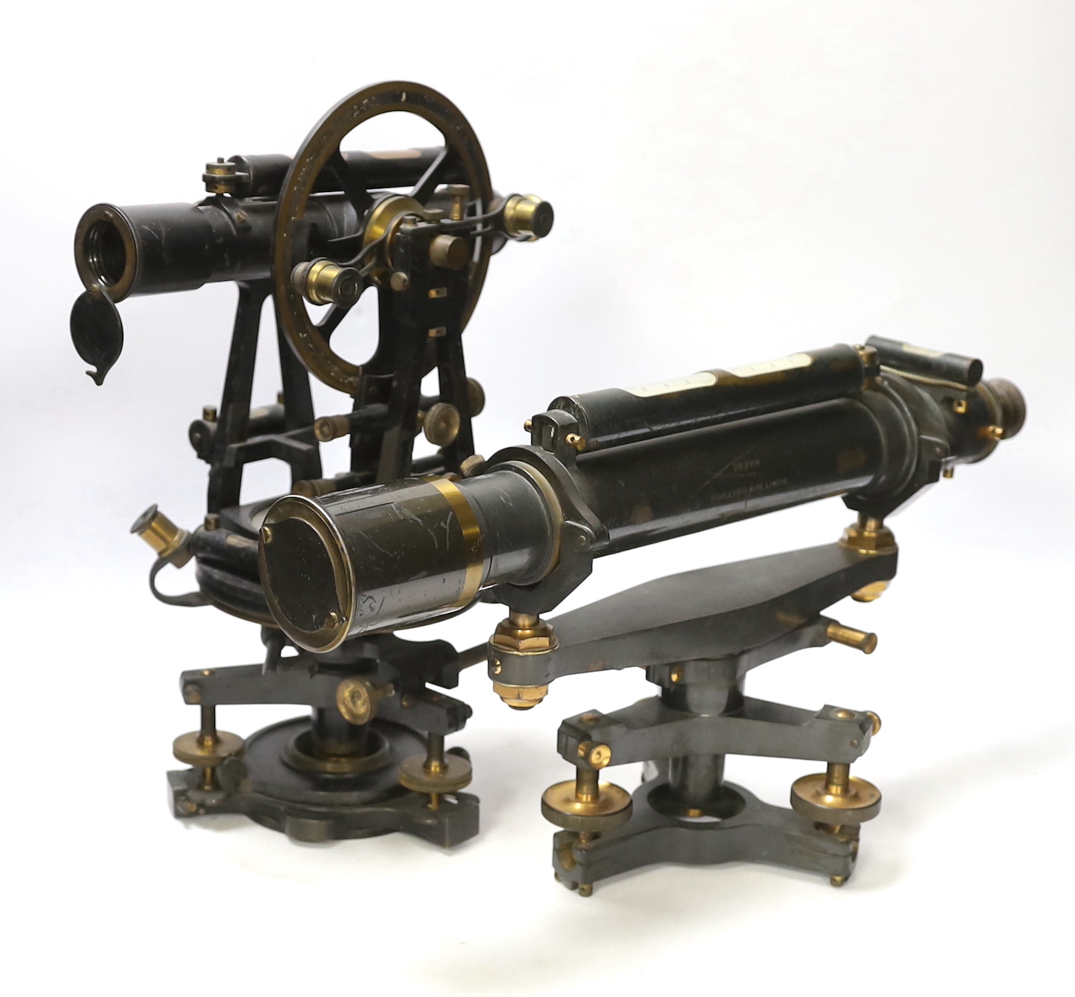 An early 20th century micrometer theodolite by Heath & Co. ‘Hezzanith’, Crawford, London, and an early 20th century Stanley theodolite, serial no.28288